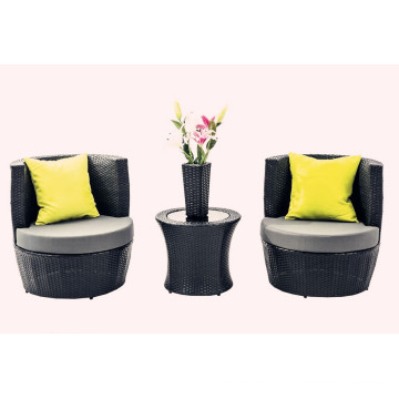 4 PCS Outdoor Rattan Preto Empilhável Mobiliário de Pátio